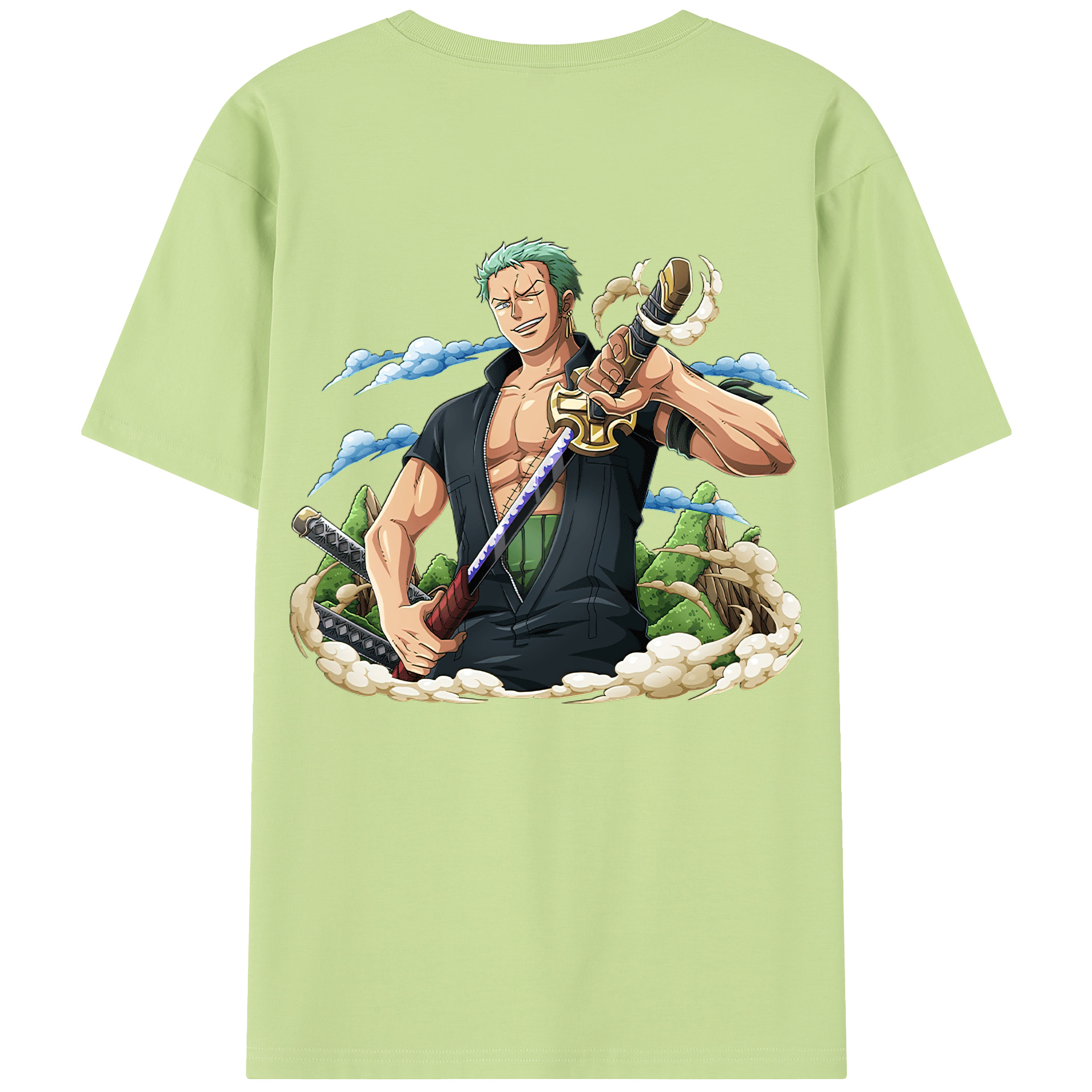 ワンピース ロロノア・ゾロ ONE PIECE Roronoa Zoro 綿100％半袖Tシャツ（背面プリント）